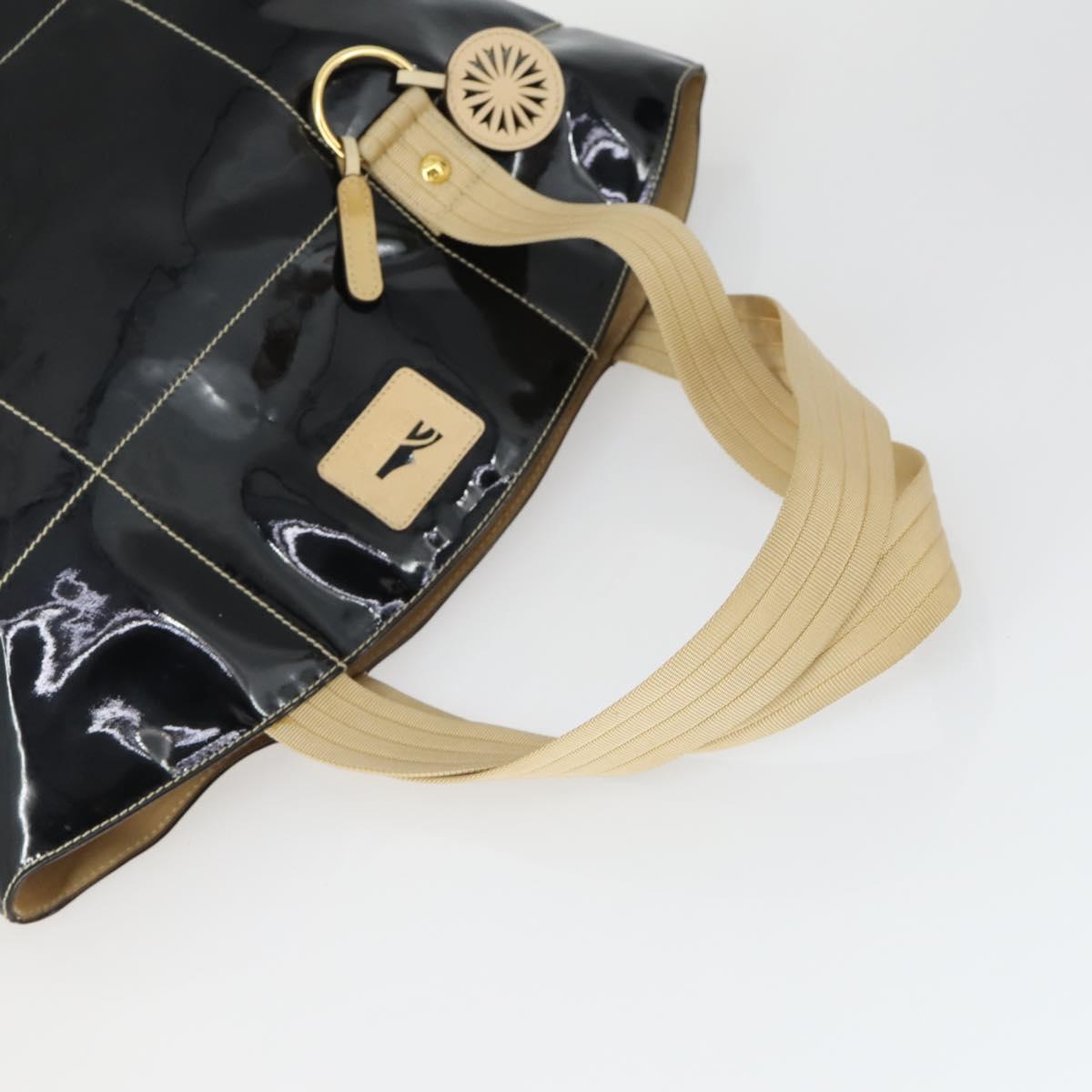 Salvatore Ferragamo Bag leather Patent 4 Set Black Beige white Auth 165131