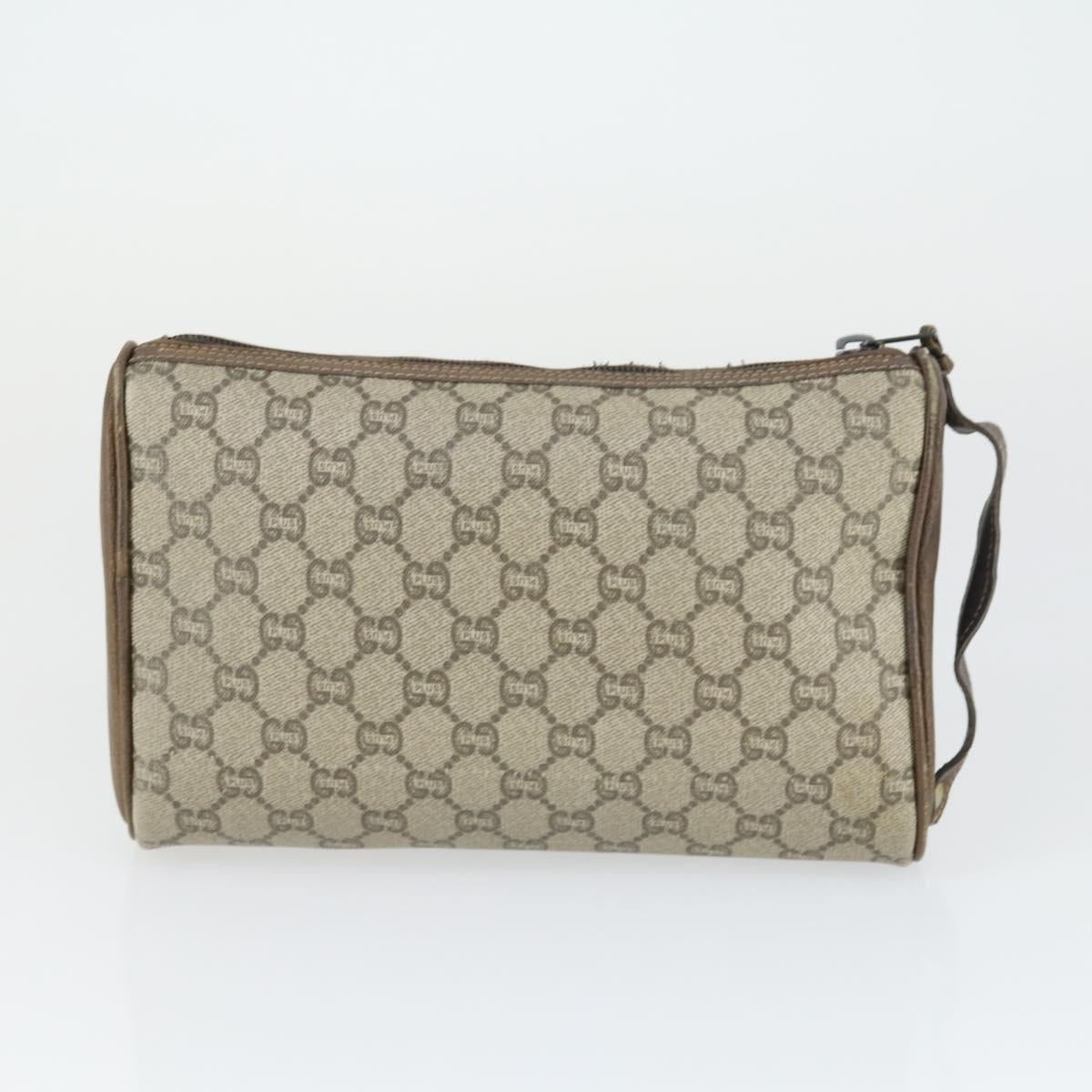 GUCCI GG Plus Supreme Clutch Bag PVC Leather 2 Set Beige Auth 165135