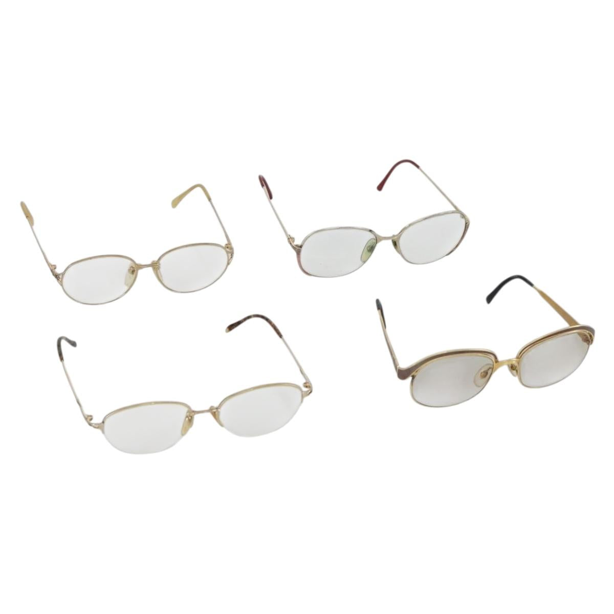 Christian Dior Celine Balenciaga Glasses metal 4 Set Brown Gold Auth 165141