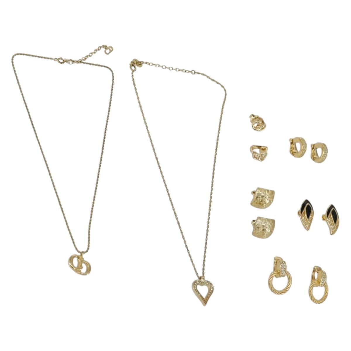 Christian Dior Necklace metal 7 Set Gold Auth 165144