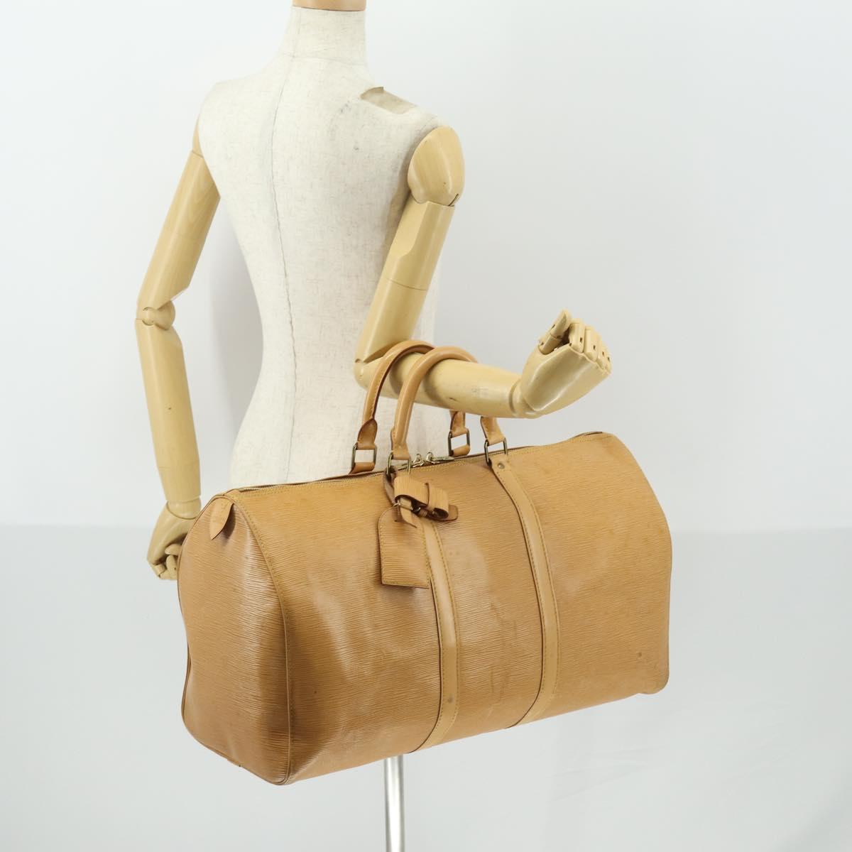 LOUIS VUITTON Epi Keepall 50 Boston Bag Beige M42941 LV Auth 165160