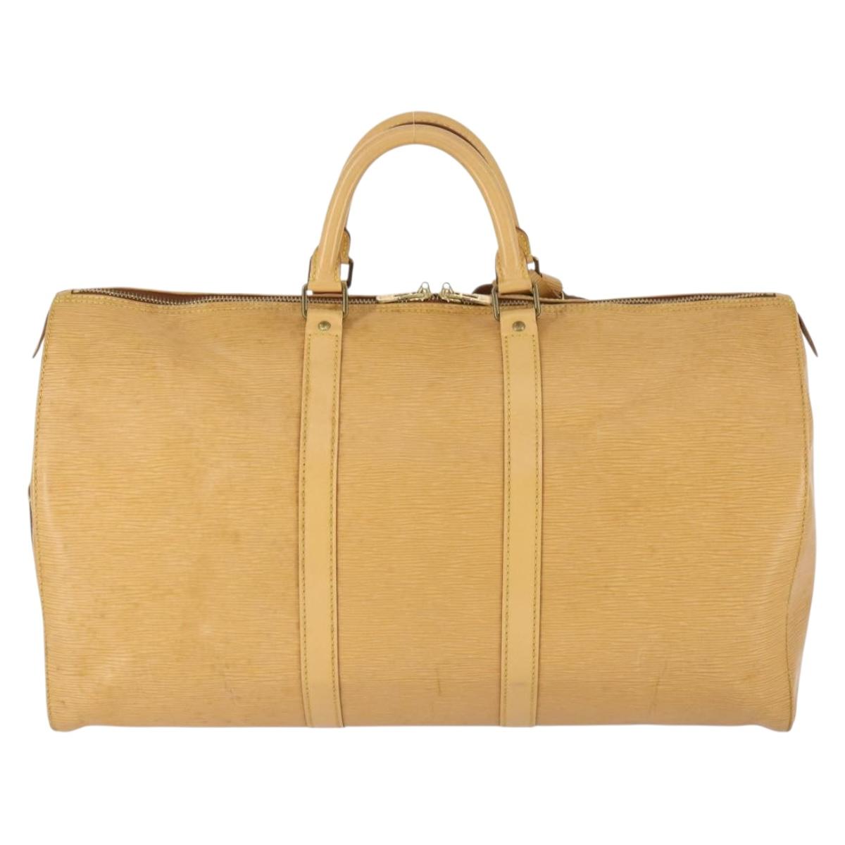 LOUIS VUITTON Epi Keepall 50 Boston Bag Beige M42941 LV Auth 165160