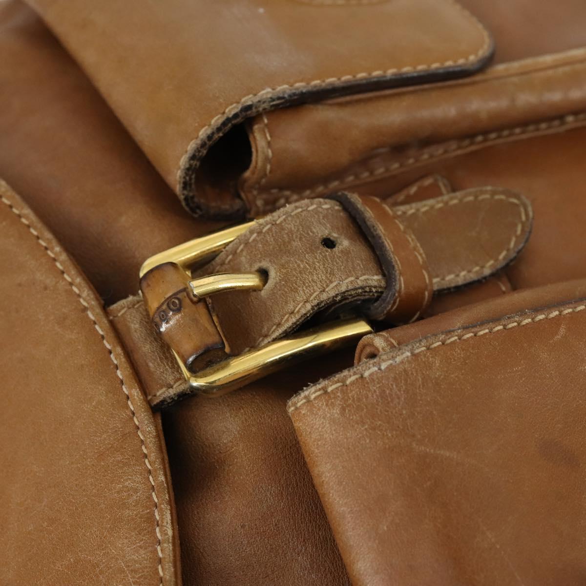 GUCCI Bamboo Backpack Leather Beige Gold 003 2058 0016 Auth 165169