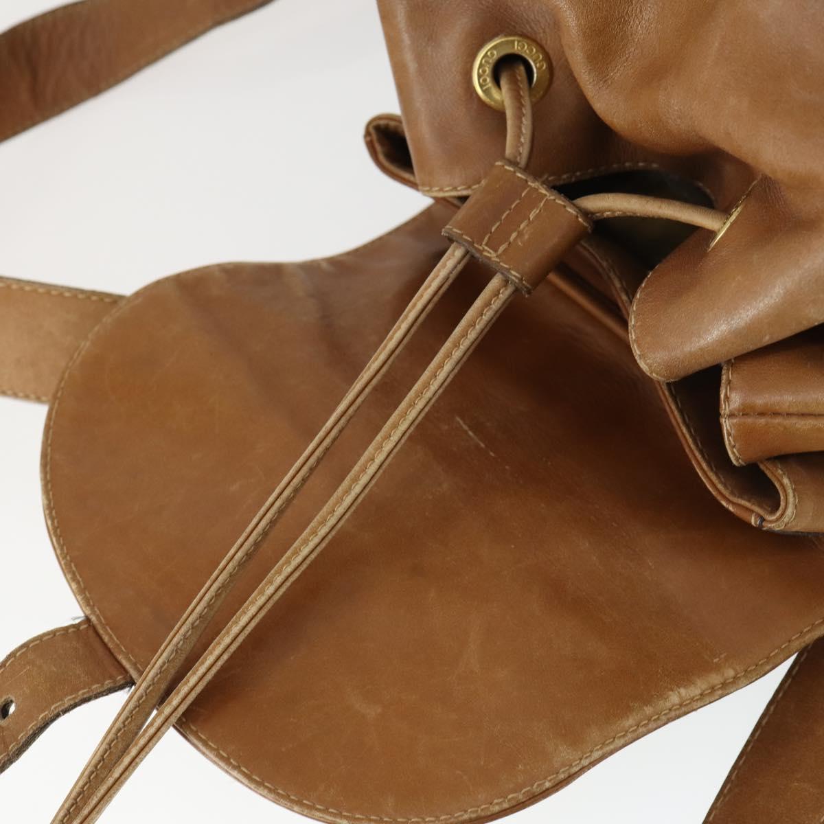 GUCCI Bamboo Backpack Leather Beige Gold 003 2058 0016 Auth 165169