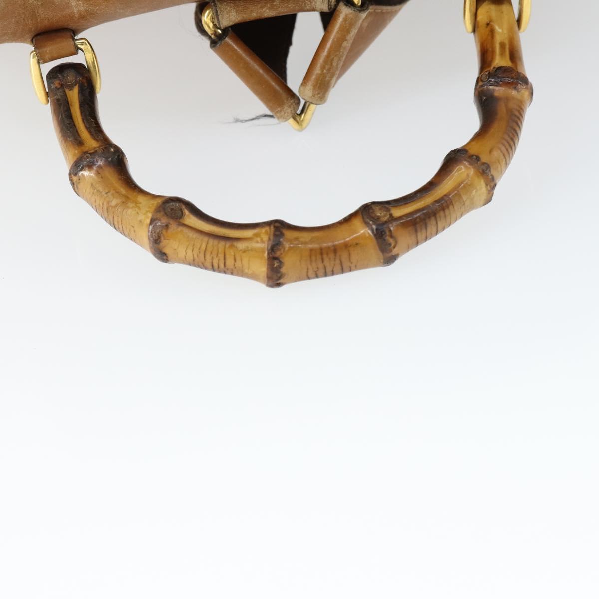 GUCCI Bamboo Backpack Leather Beige Gold 003 2058 0016 Auth 165169