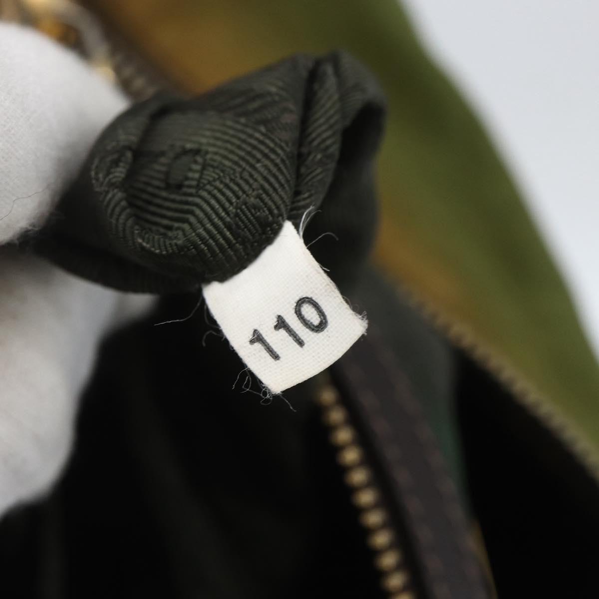 PRADA Shoulder Bag Nylon Leather Khaki Gold Auth 165173