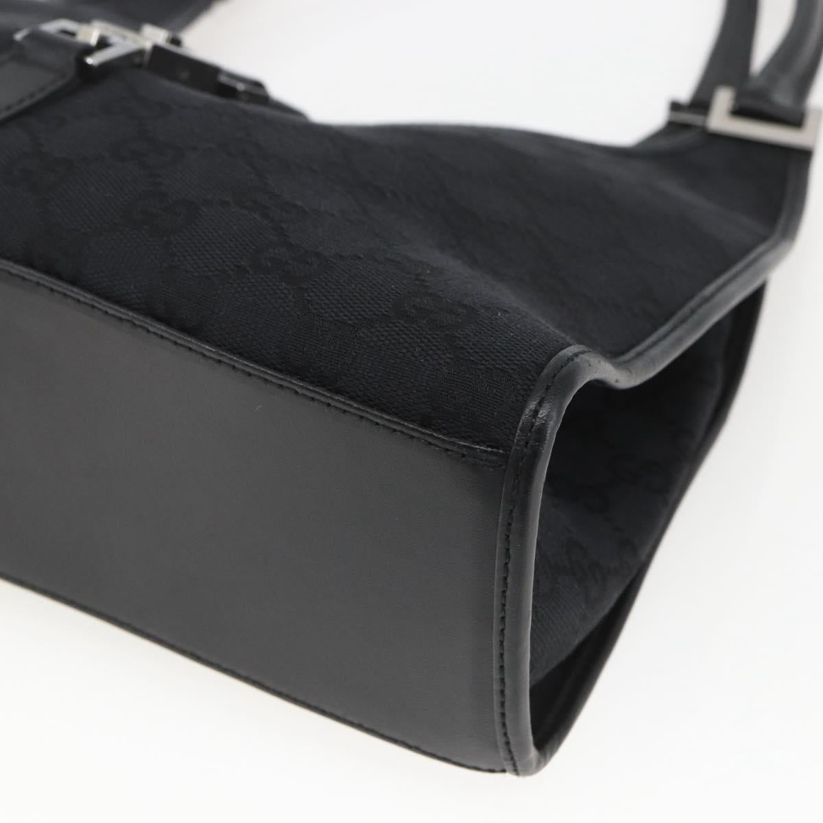 GUCCI GG Canvas Jackie Shoulder Bag Black Silver 01719 Auth 165174V