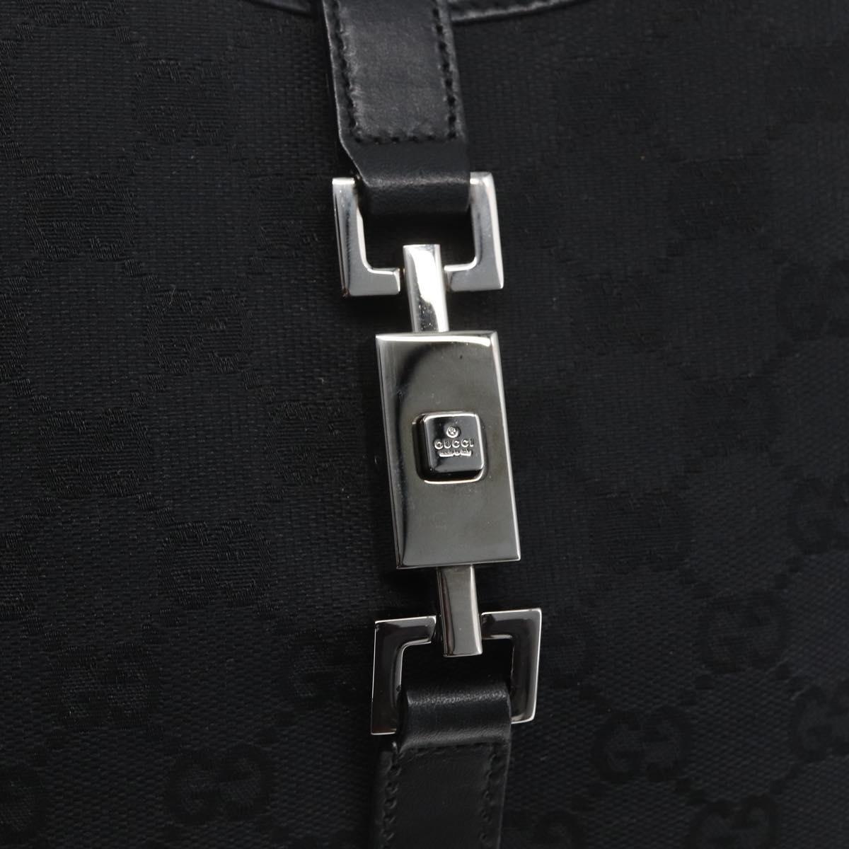 GUCCI GG Canvas Jackie Shoulder Bag Black Silver 01719 Auth 165174V