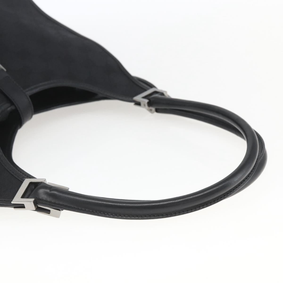 GUCCI GG Canvas Jackie Shoulder Bag Black Silver 01719 Auth 165174V