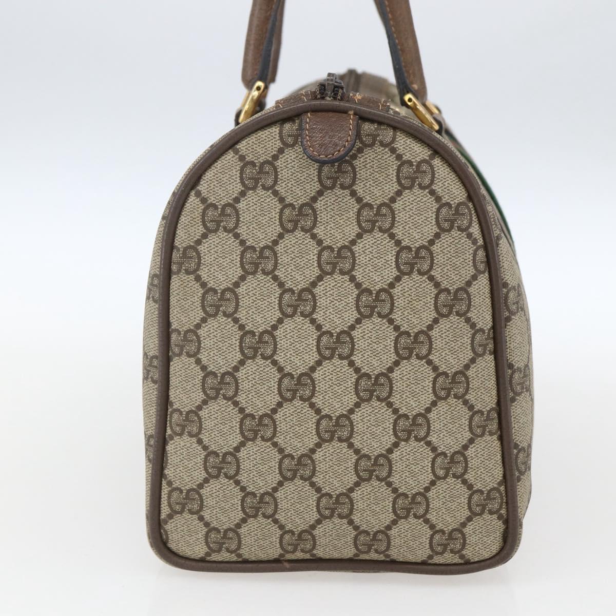 GUCCI GG Supreme Web Sherry Line Boston Bag PVC Beige Gold 39 02 007 Auth 165177