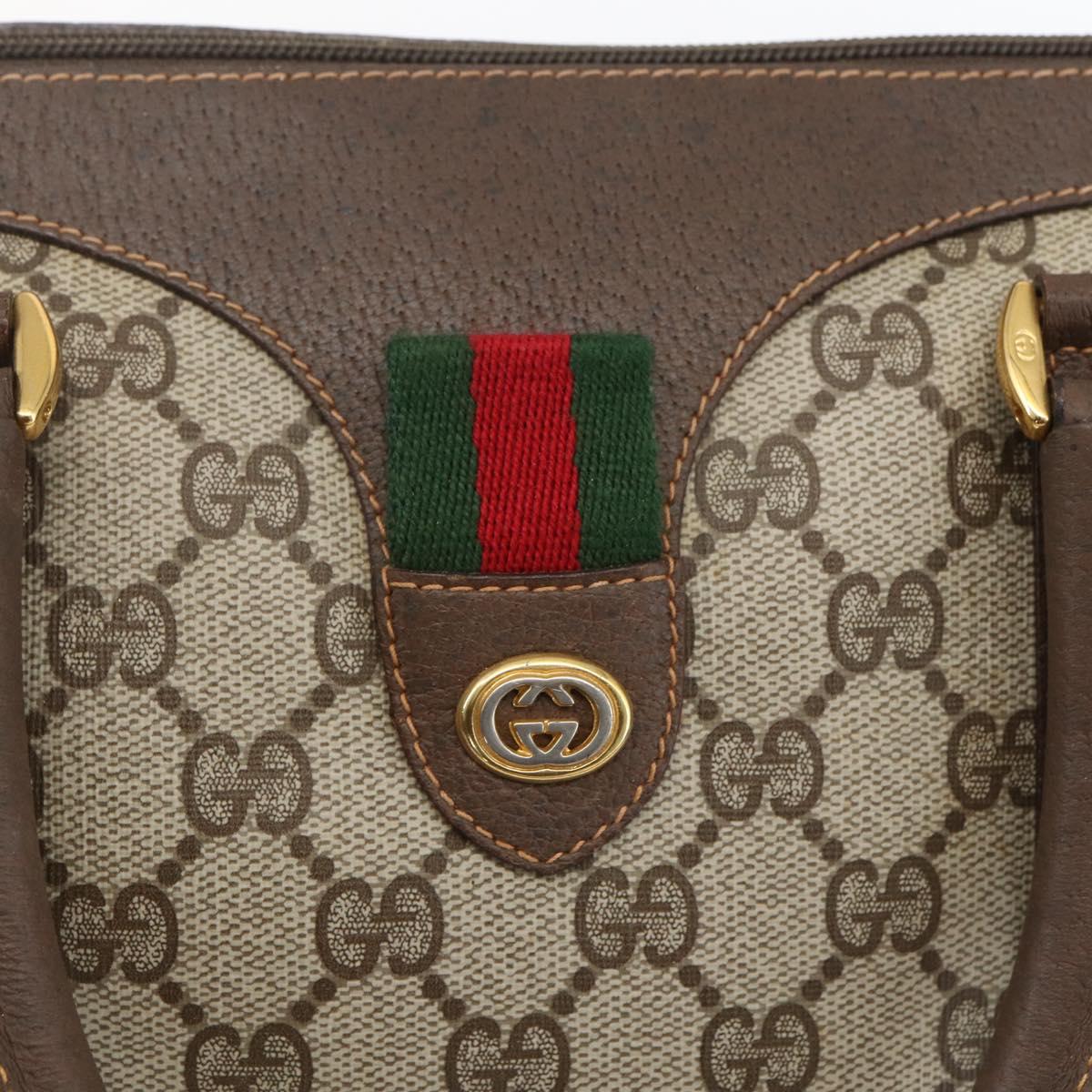 GUCCI GG Supreme Web Sherry Line Bag PVC Beige Gold 40 02 007 Auth 165178