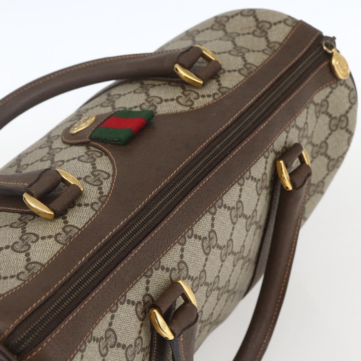 GUCCI GG Supreme Web Sherry Line Bag PVC Beige Gold 40 02 007 Auth 165178