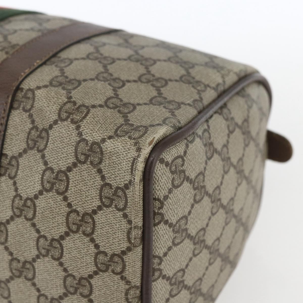 GUCCI GG Supreme Web Sherry Line Bag PVC Beige Gold 58 02 007 Auth 165180