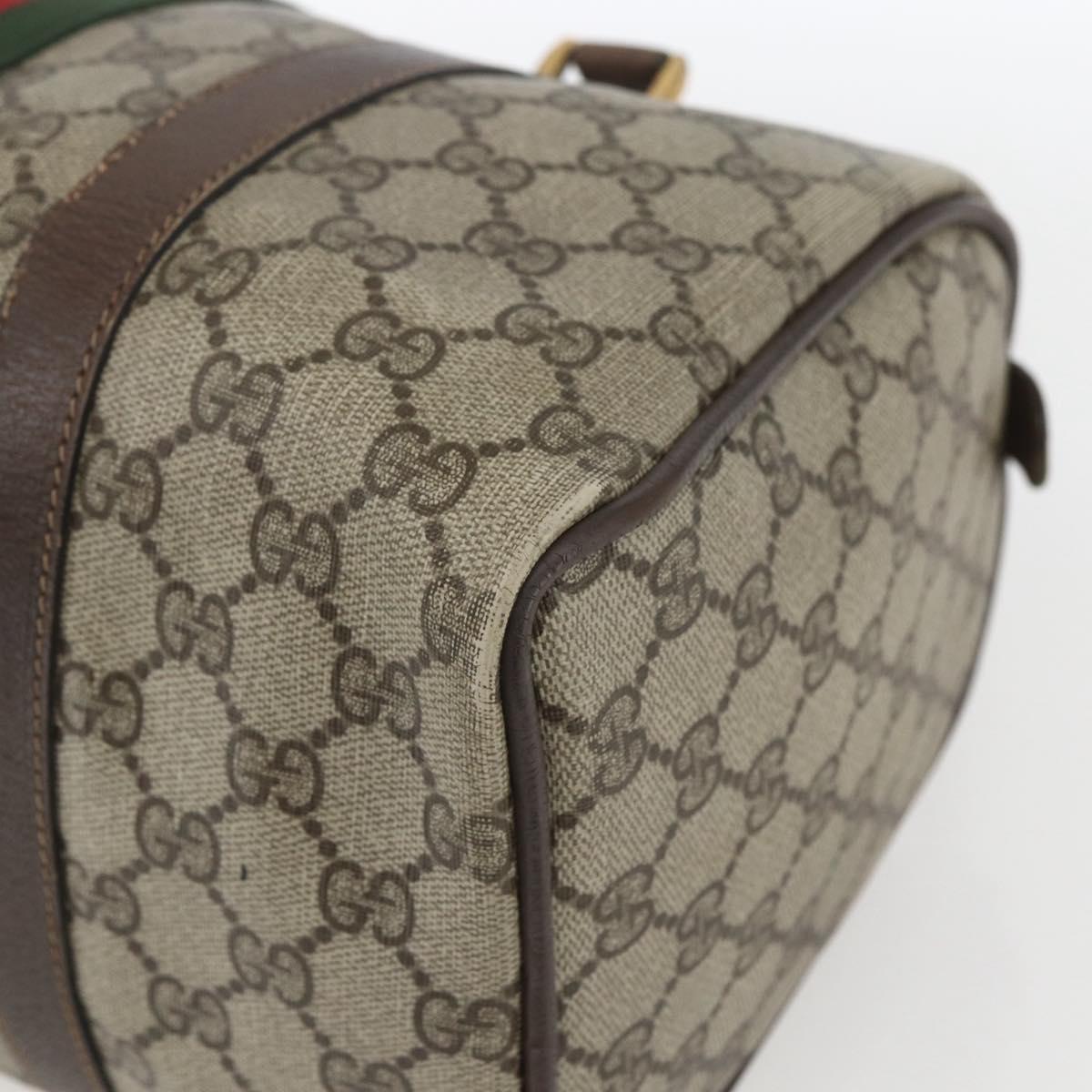 GUCCI GG Supreme Web Sherry Line Bag PVC Beige Gold 58 02 007 Auth 165180