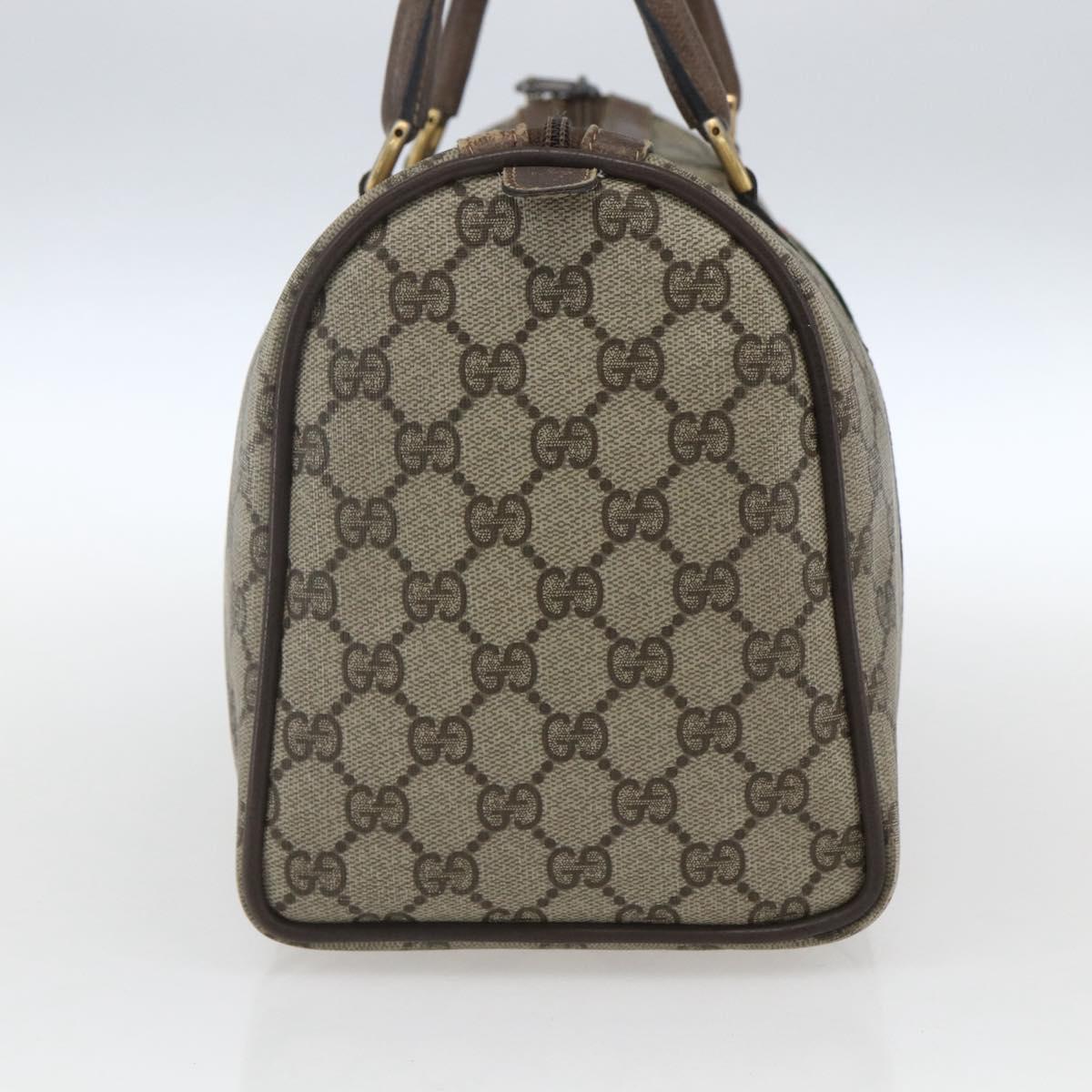 GUCCI GG Supreme Web Sherry Line Bag PVC Beige Gold 58 02 007 Auth 165180
