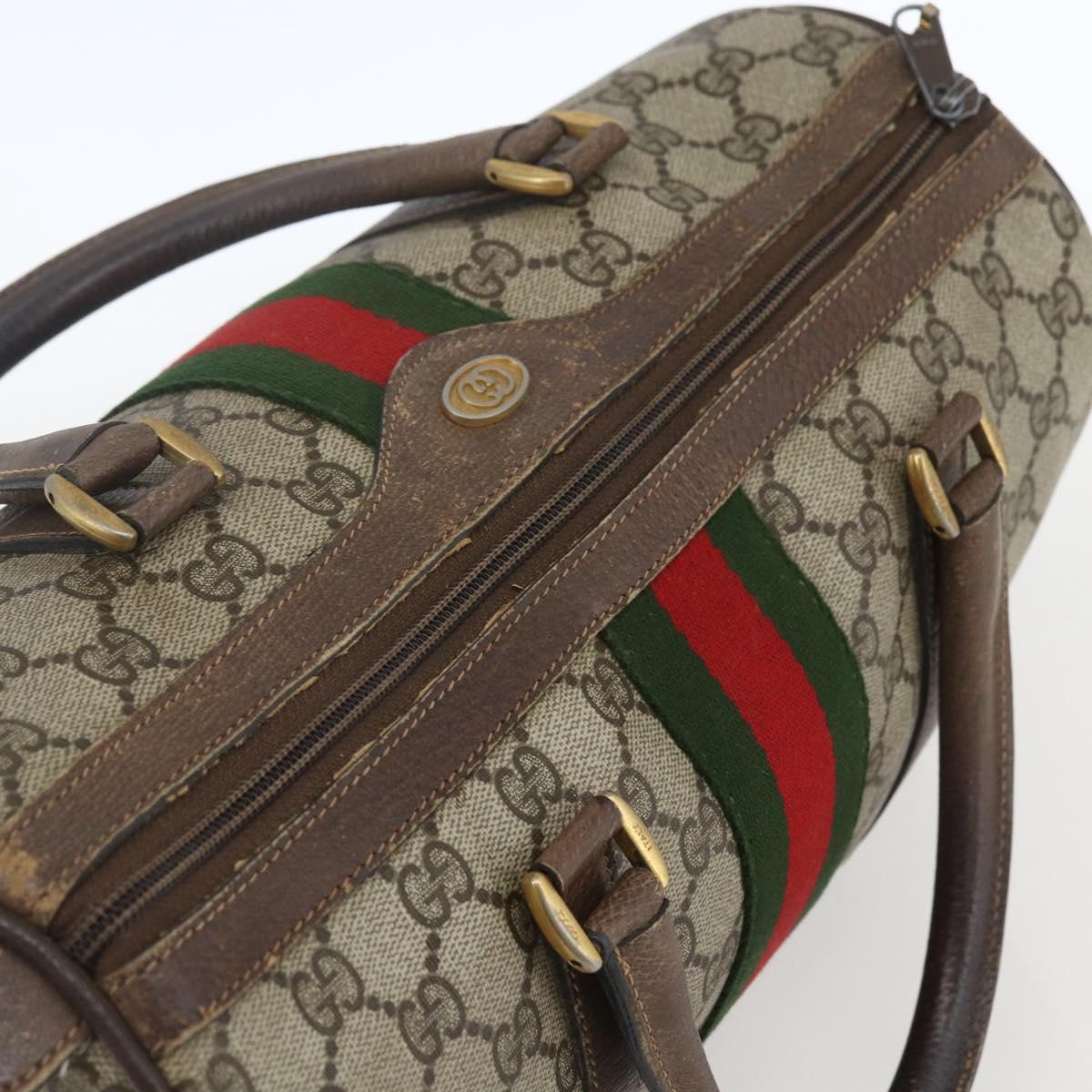 GUCCI GG Supreme Web Sherry Line Bag PVC Beige Gold 58 02 007 Auth 165180