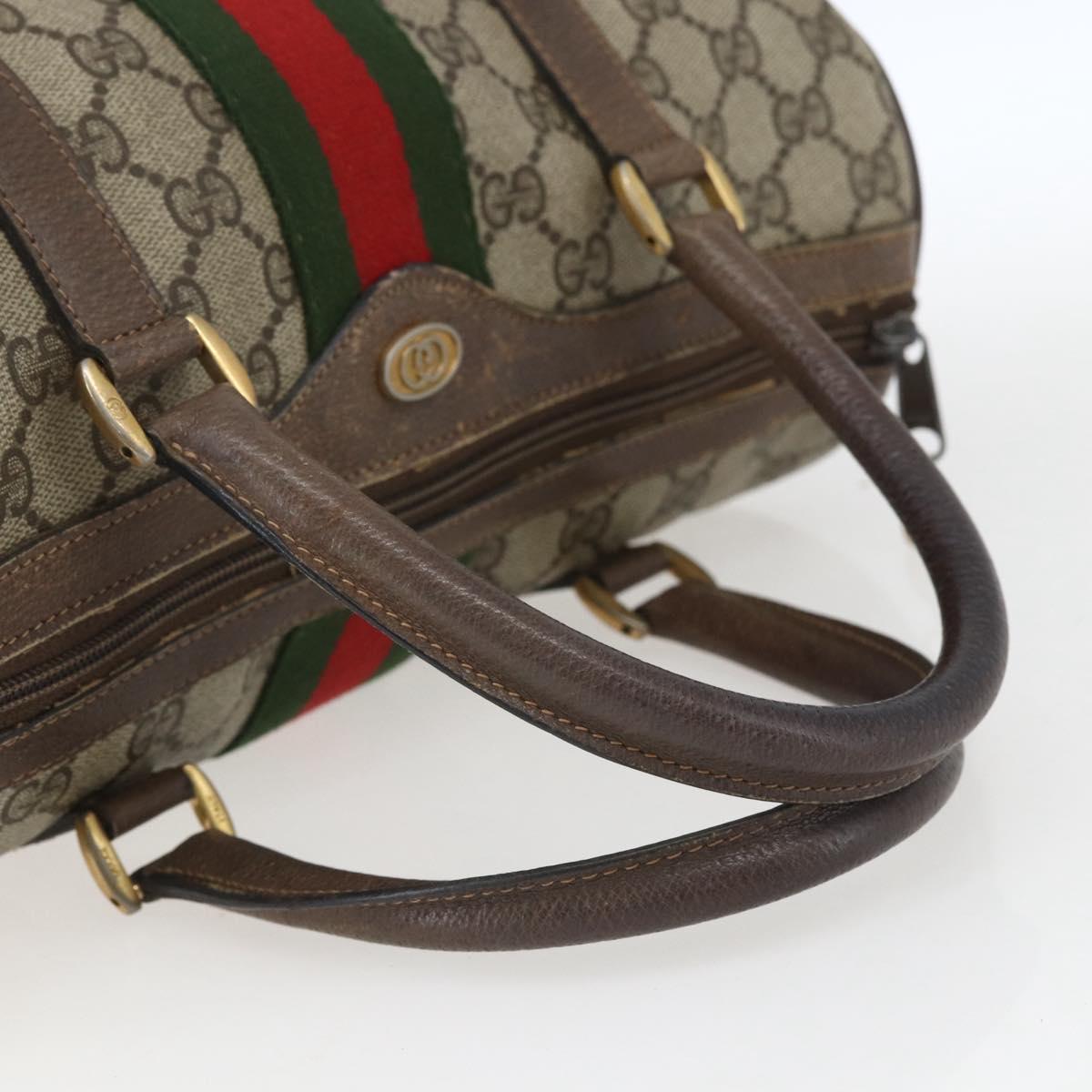 GUCCI GG Supreme Web Sherry Line Bag PVC Beige Gold 58 02 007 Auth 165180