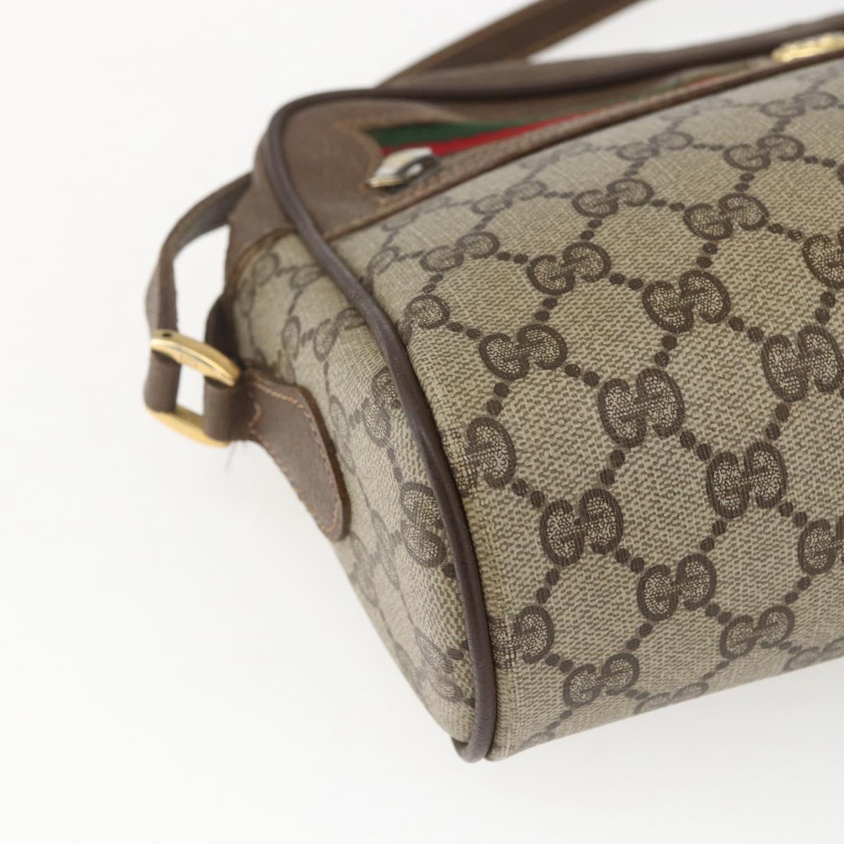 GUCCI GG Supreme Web Sherry Line Bag PVC Beige Gold 56 02 088 Auth 165182