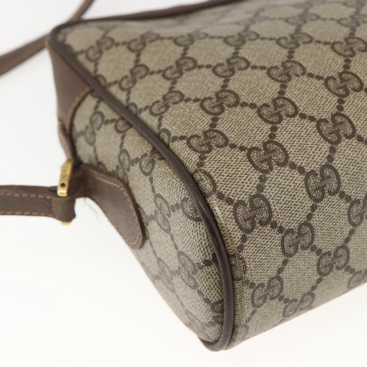 GUCCI GG Supreme Web Sherry Line Bag PVC Beige Gold 56 02 088 Auth 165182