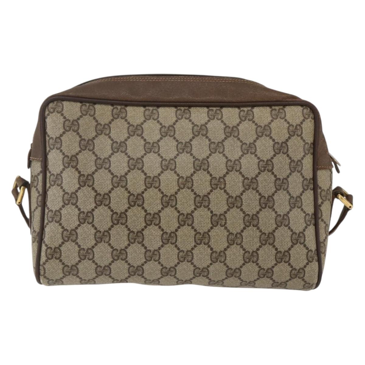 GUCCI GG Supreme Web Sherry Line Bag PVC Beige Gold 56 02 088 Auth 165182