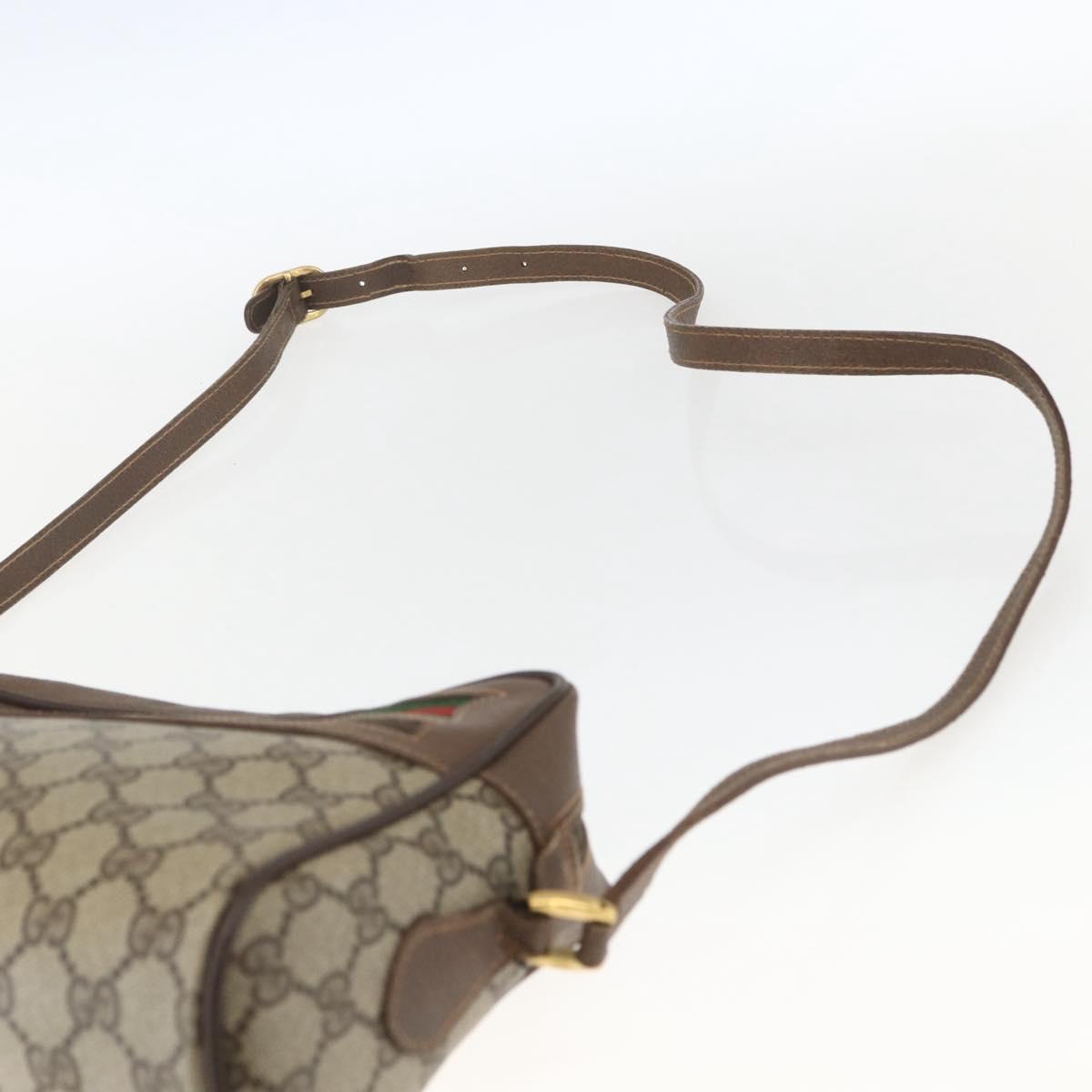 GUCCI GG Supreme Web Sherry Line Bag PVC Beige Gold 56 02 088 Auth 165182