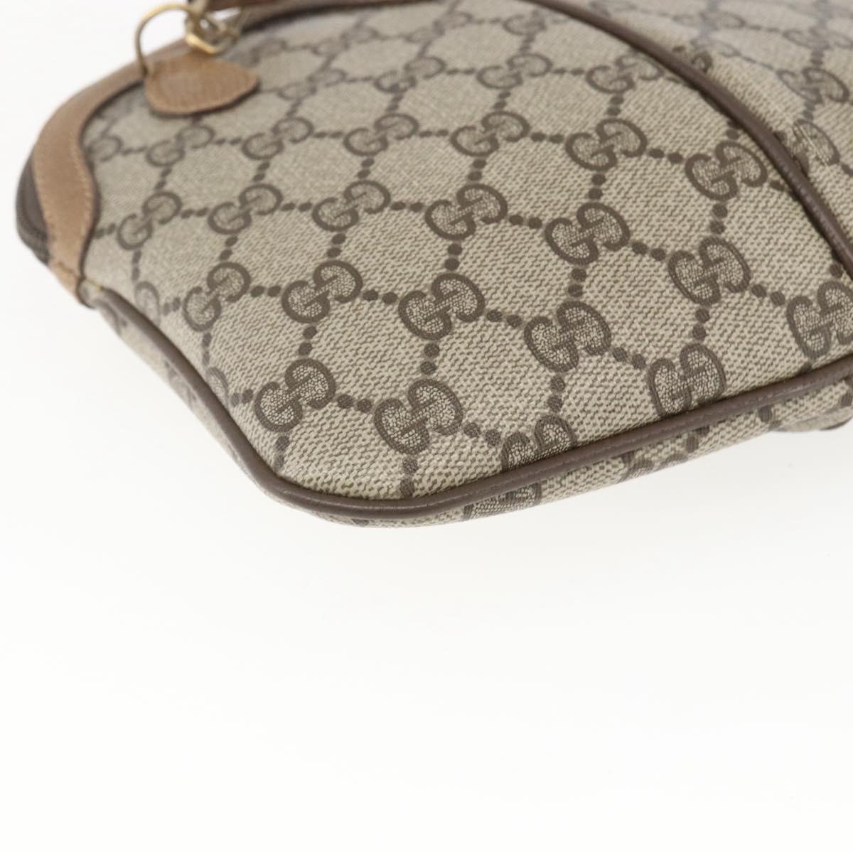GUCCI GG Supreme Web Sherry Line Bag PVC Beige Gold 98 02 047 Auth 165184