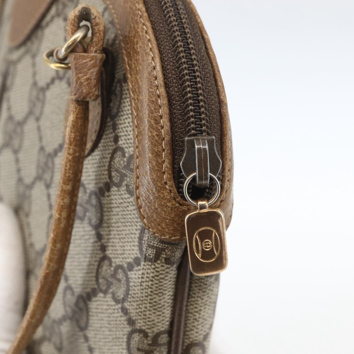 GUCCI GG Supreme Web Sherry Line Bag PVC Beige Gold 98 02 047 Auth 165184