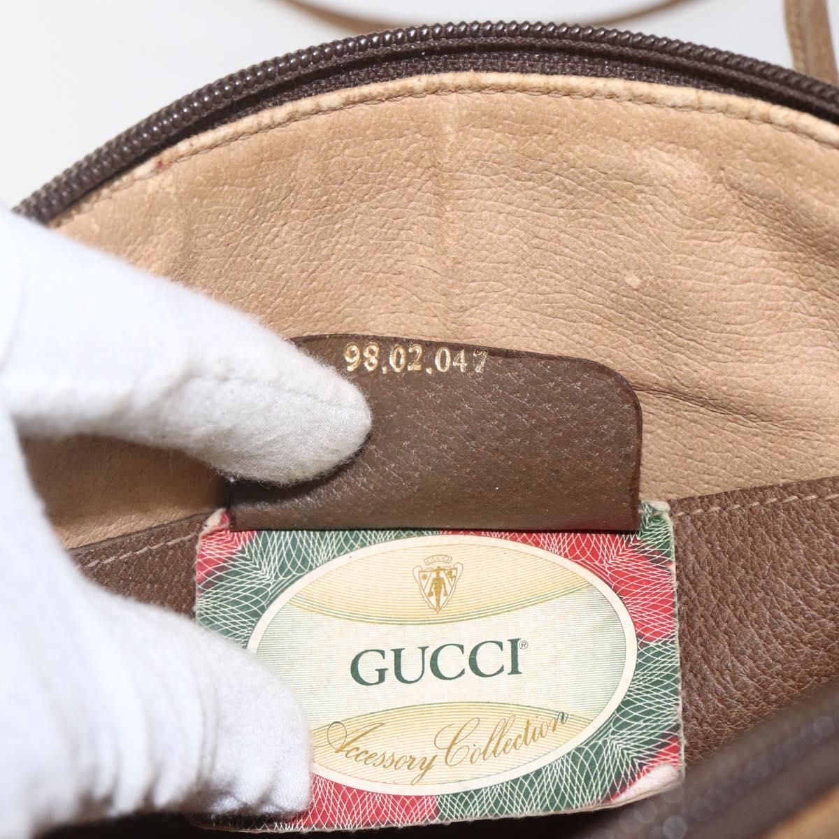 GUCCI GG Supreme Web Sherry Line Bag PVC Beige Gold 98 02 047 Auth 165184