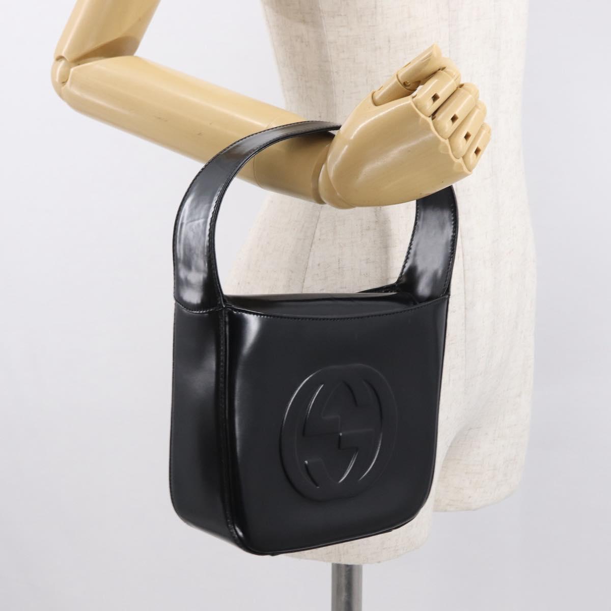 GUCCI Hand Bag Patent leather Black 007 0249 Auth 165185