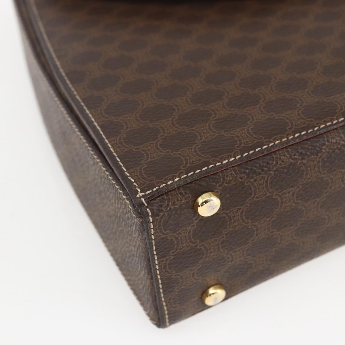 CELINE Macadam Canvas Hand Bag PVC Leather Brown Gold Auth 165186