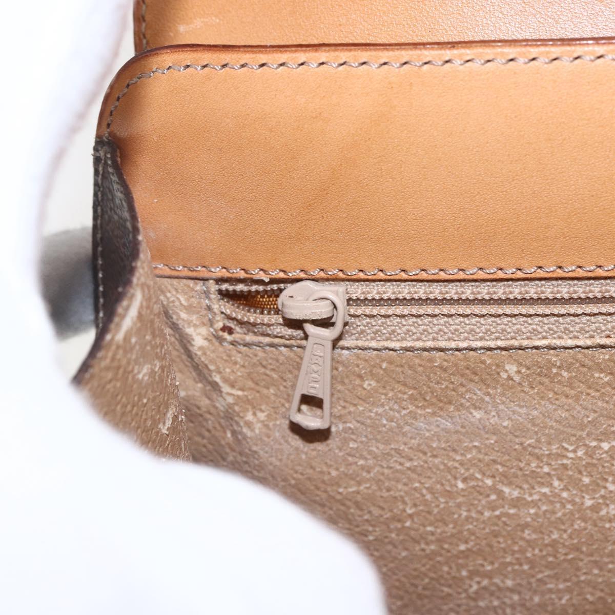 CELINE Macadam Canvas Hand Bag PVC Leather Brown Gold Auth 165186