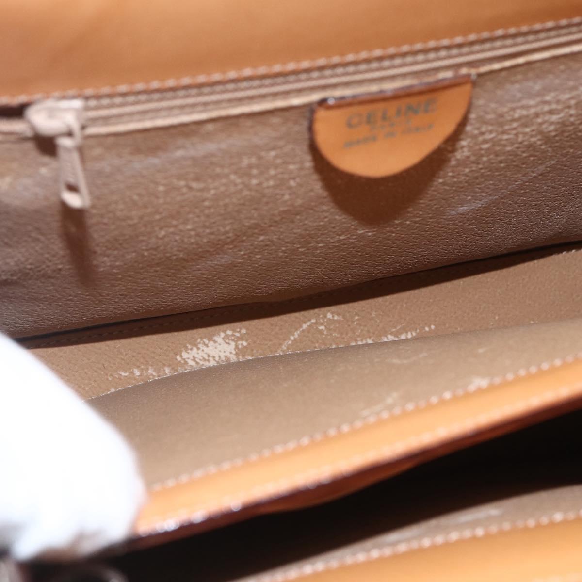 CELINE Macadam Canvas Hand Bag PVC Leather Brown Gold Auth 165186
