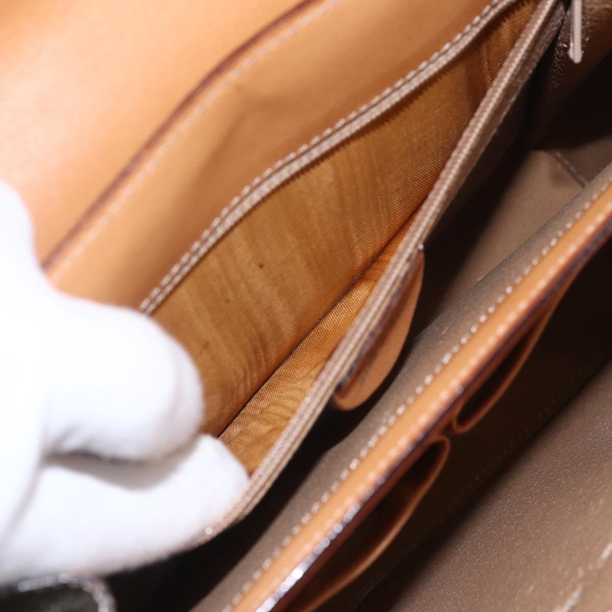 CELINE Macadam Canvas Hand Bag PVC Leather Brown Gold Auth 165186