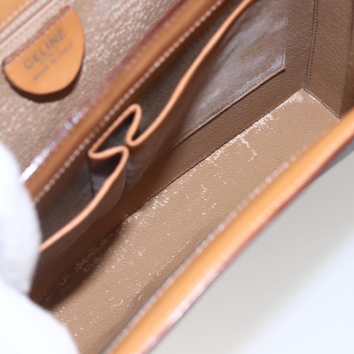 CELINE Macadam Canvas Hand Bag PVC Leather Brown Gold Auth 165186