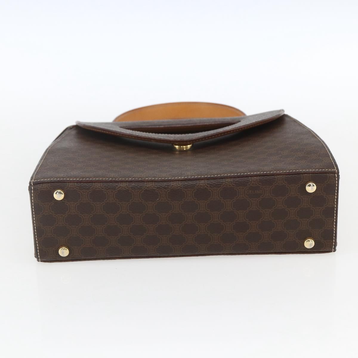 CELINE Macadam Canvas Hand Bag PVC Leather Brown Gold Auth 165186