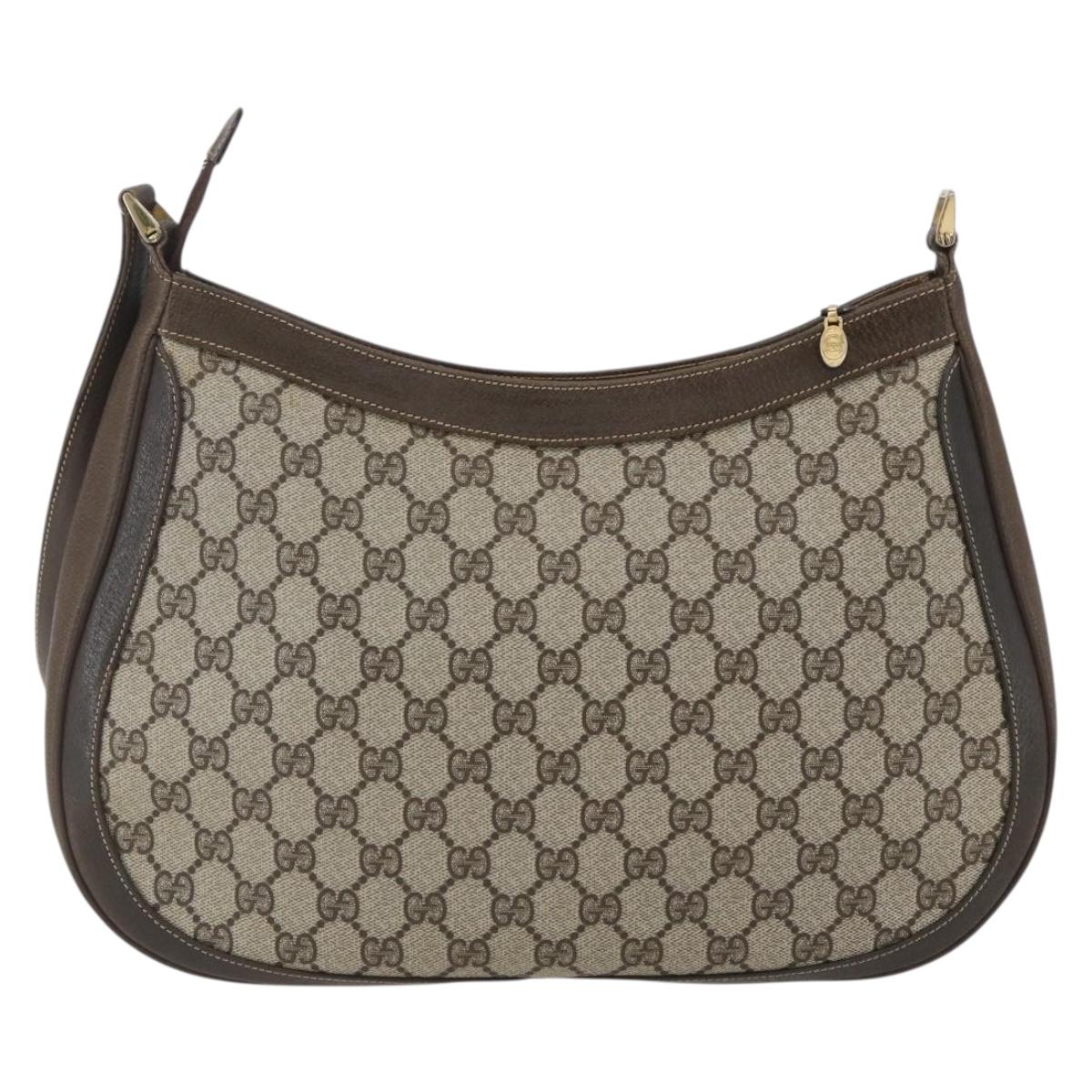 GUCCI GG Supreme Web Sherry Line Bag PVC Beige Gold 72 001 4467 Auth 165194