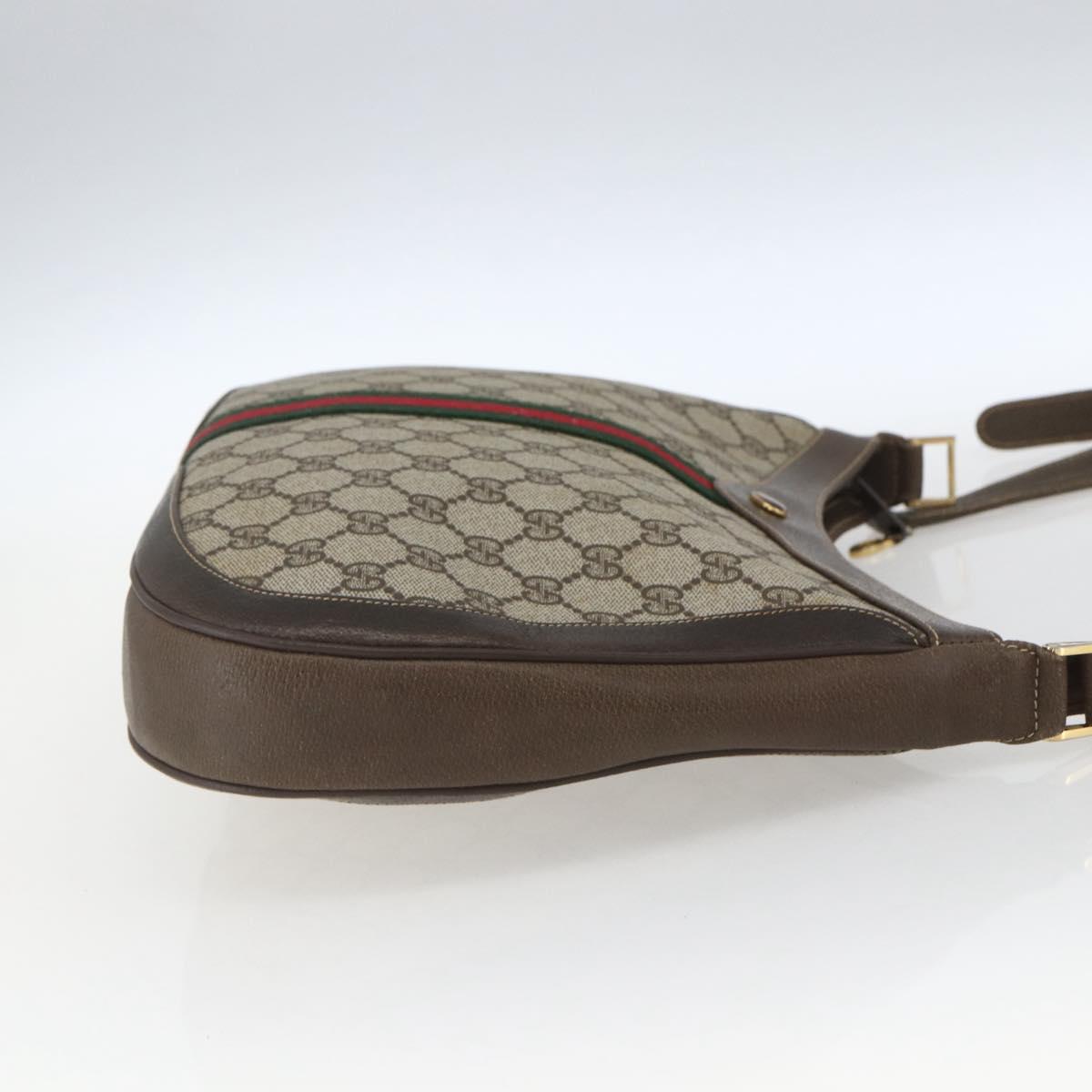 GUCCI GG Supreme Web Sherry Line Bag PVC Beige Gold 72 001 4467 Auth 165194