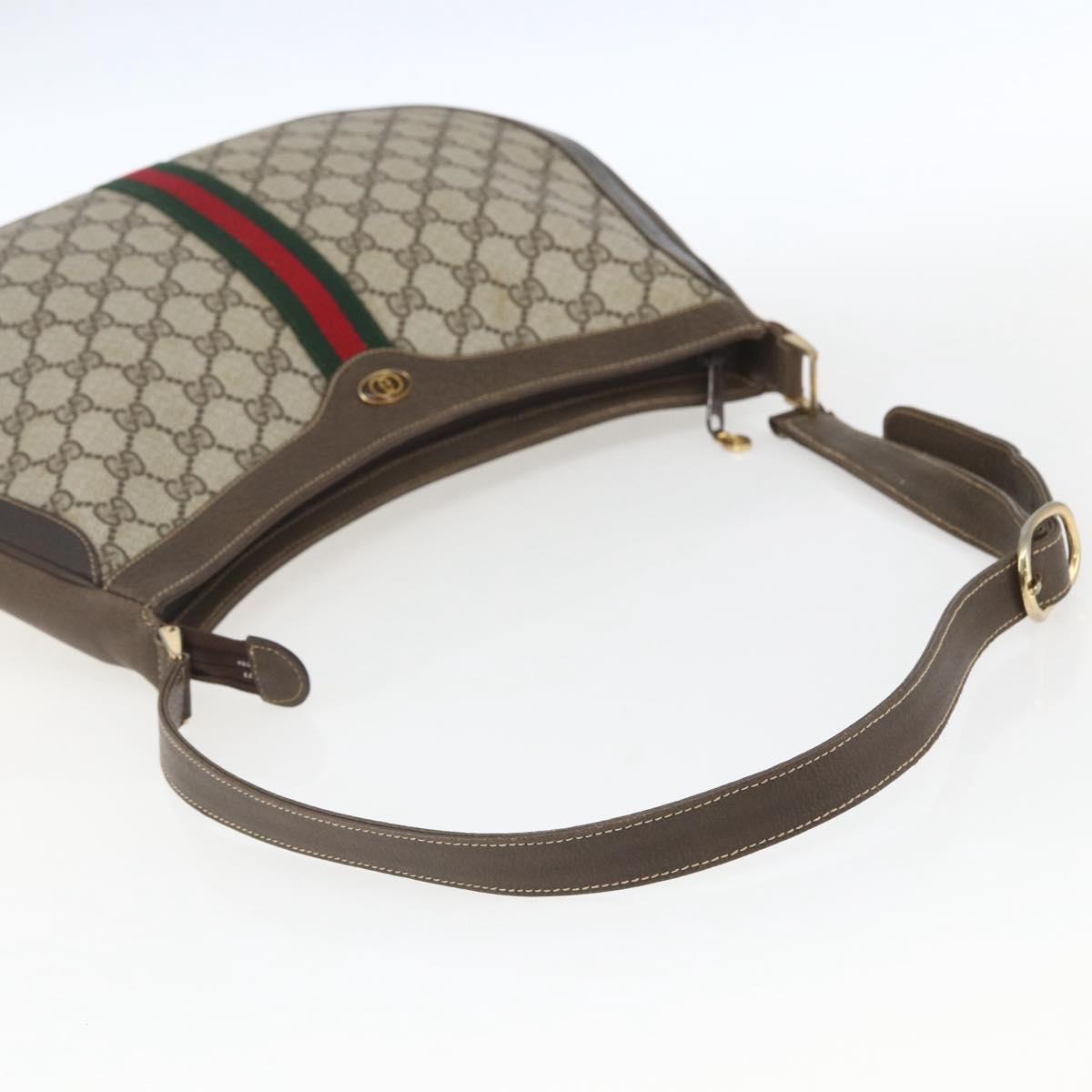 GUCCI GG Supreme Web Sherry Line Bag PVC Beige Gold 72 001 4467 Auth 165194