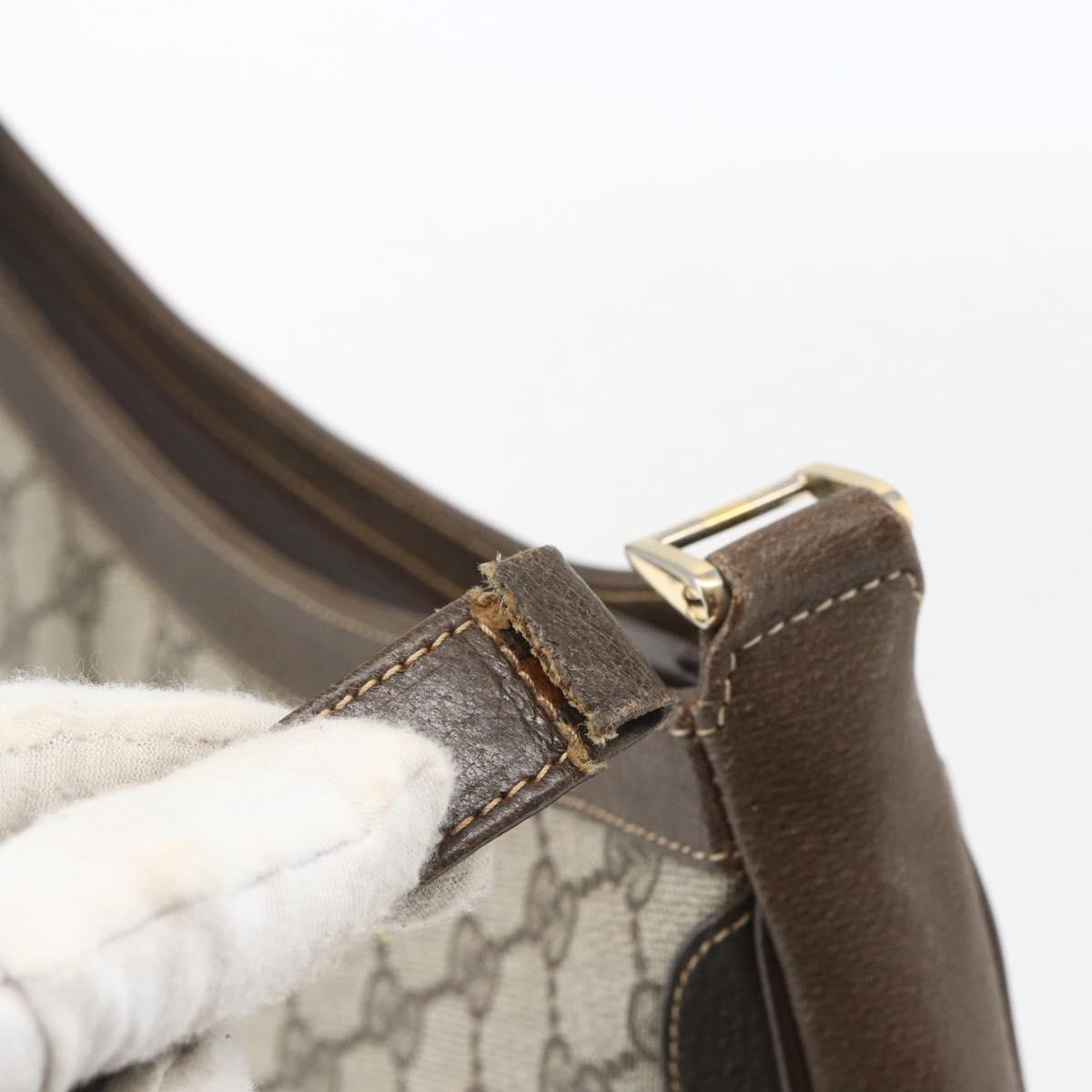 GUCCI GG Supreme Web Sherry Line Bag PVC Beige Gold 72 001 4467 Auth 165194