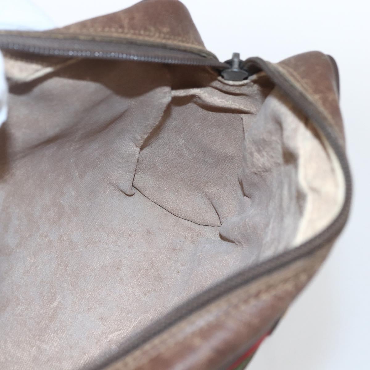 GUCCI GG Supreme Web Sherry Line Bag PVC Beige Gold 001 56 6655 Auth 165195