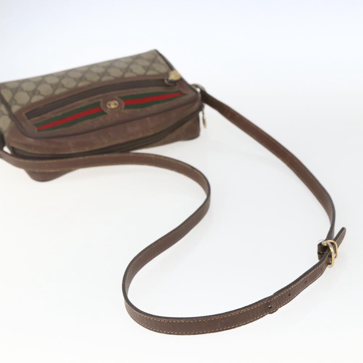 GUCCI GG Supreme Web Sherry Line Bag PVC Beige Gold 001 56 6655 Auth 165195