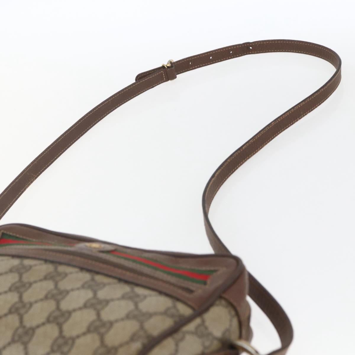 GUCCI GG Supreme Web Sherry Line Bag PVC Beige Gold 001 56 6655 Auth 165195