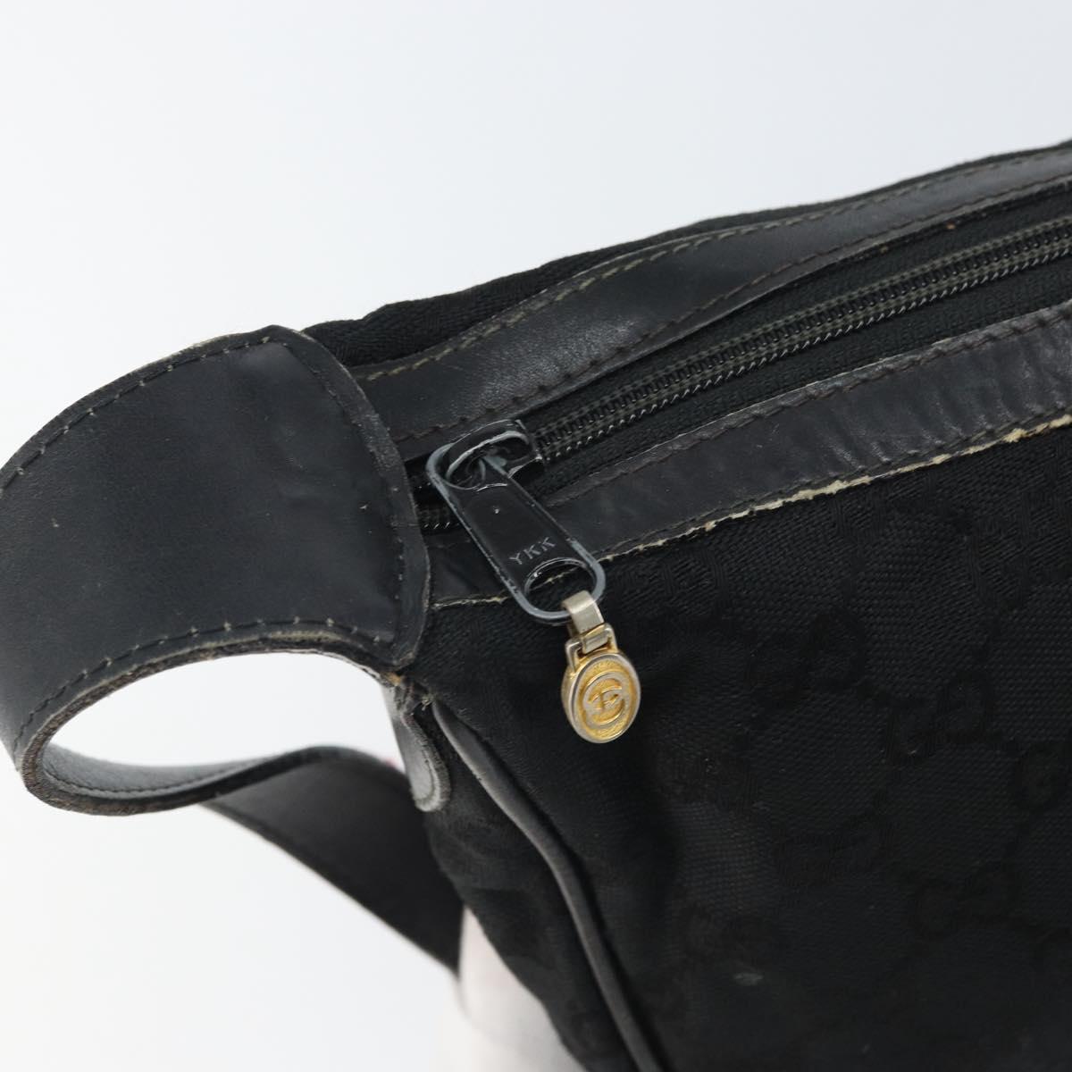 GUCCI GG Canvas Web Sherry Line Shoulder Bag Black Gold 010 378 Auth 165196