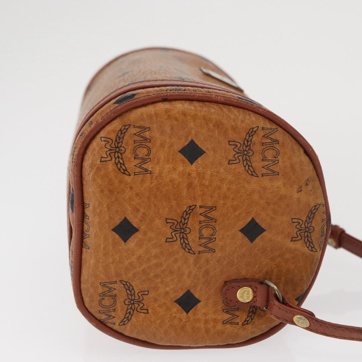 MCM Vicetos Logogram Shoulder Bag PVC Leather Brown Gold Auth 165197