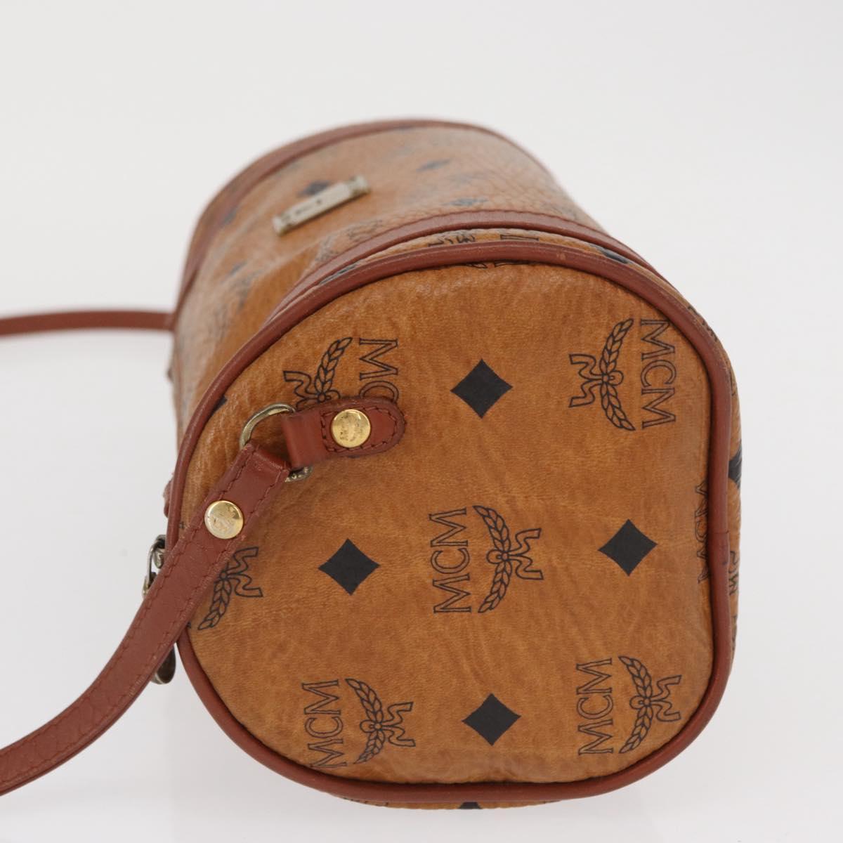 MCM Vicetos Logogram Shoulder Bag PVC Leather Brown Gold Auth 165197