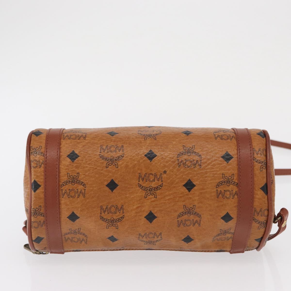 MCM Vicetos Logogram Shoulder Bag PVC Leather Brown Gold Auth 165197