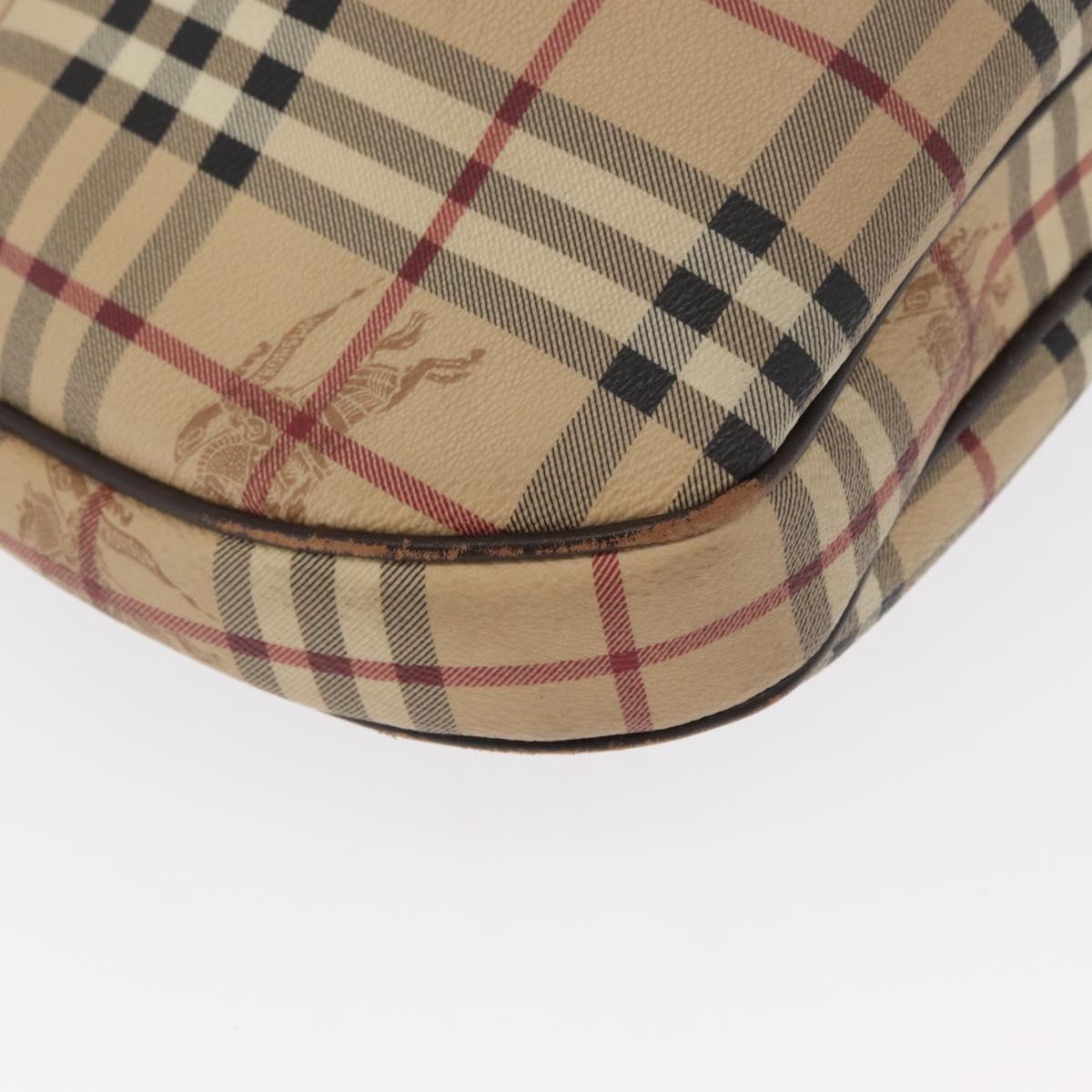BURBERRY Nova Check Shoulder Bag PVC Beige Gold Auth 165209