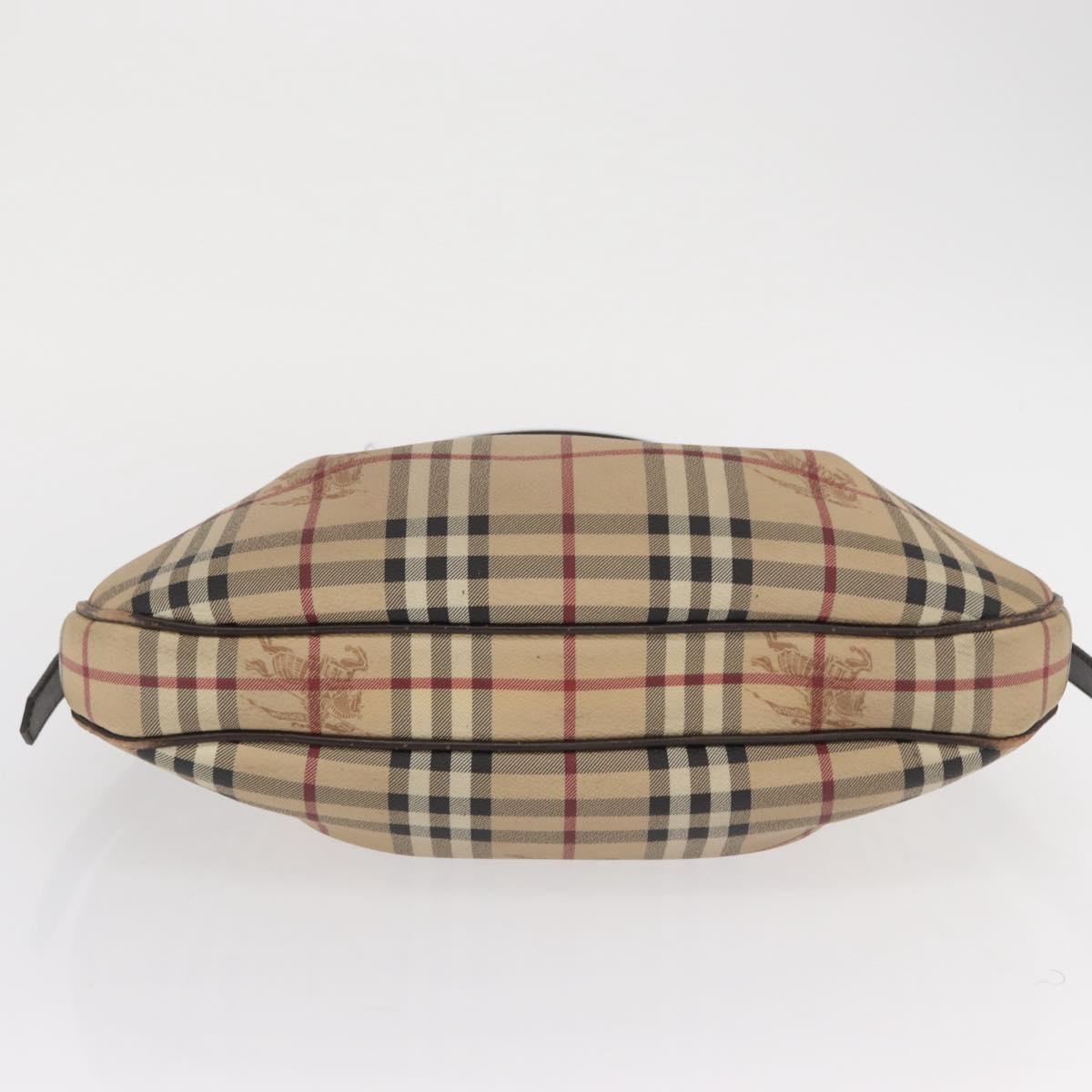 BURBERRY Nova Check Shoulder Bag PVC Beige Gold Auth 165209