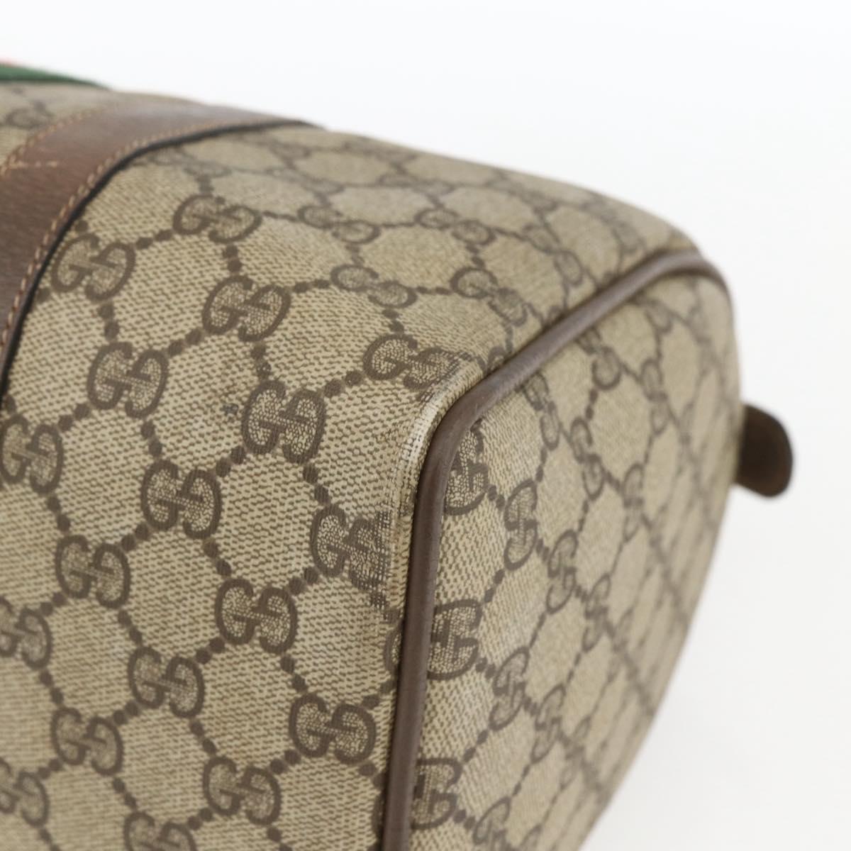 GUCCI GG Supreme Web Sherry Line Boston Bag PVC Beige Gold 39 02 007 Auth 165215