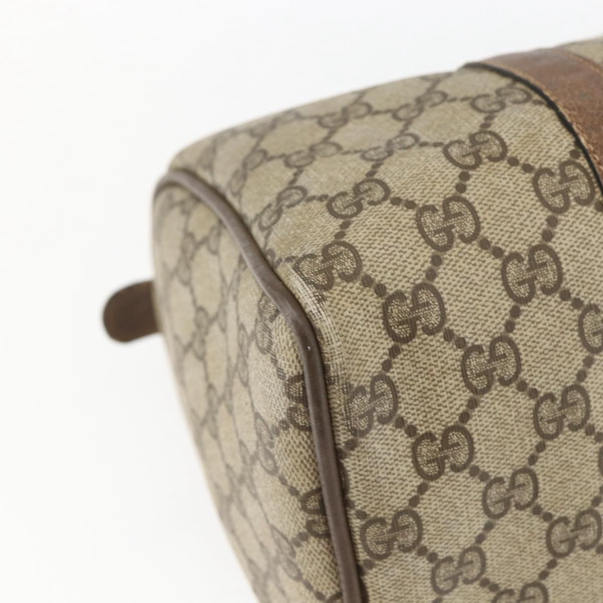GUCCI GG Supreme Web Sherry Line Boston Bag PVC Beige Gold 39 02 007 Auth 165215